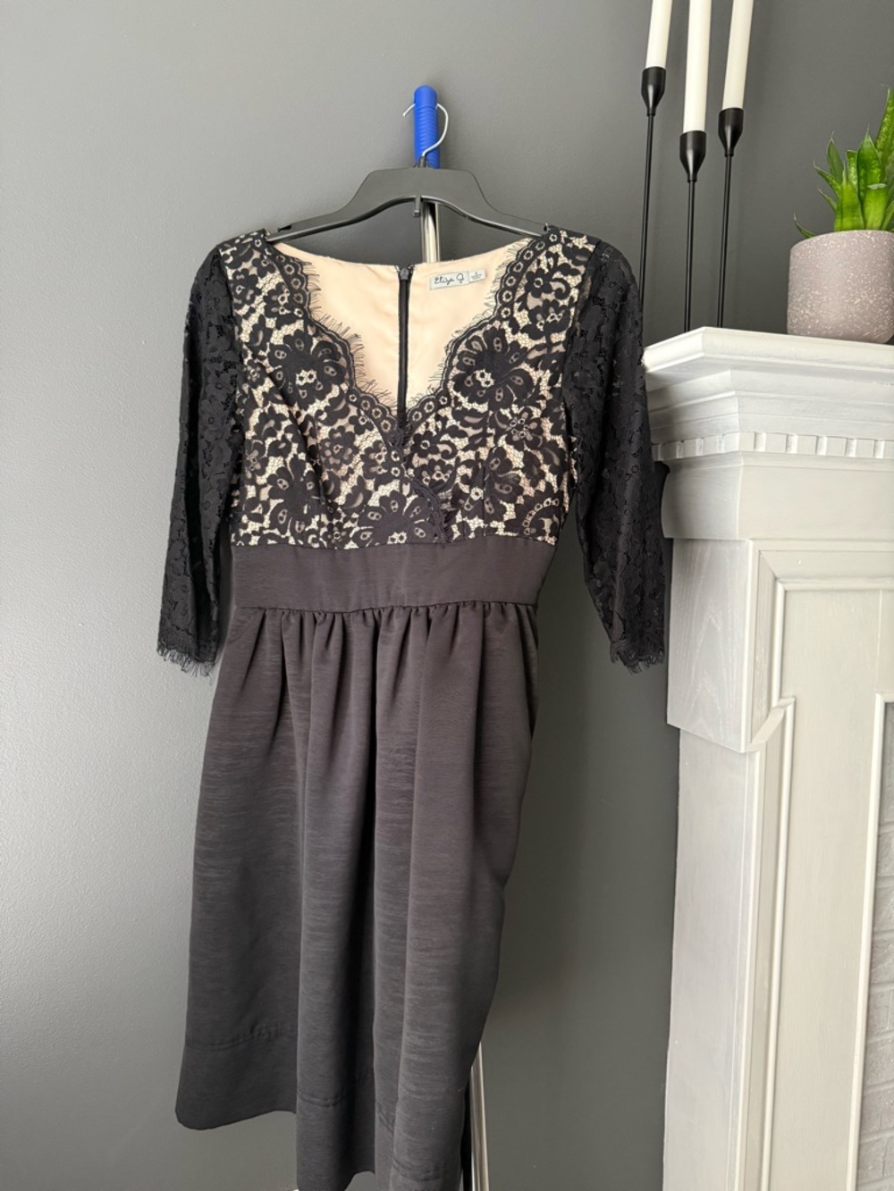 EUC Black Lace-Overlay Cocktail Dress by Eliza J